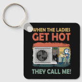 女性がおもしろい熱くなるとHvacを修復する キーホルダー (正面)