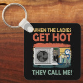 女性がおもしろい熱くなるとHvacを修復する キーホルダー (正面)