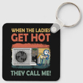 女性がおもしろい熱くなるとHvacを修復する キーホルダー (裏面)