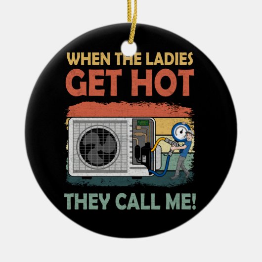 女性がおもしろい熱くなるとHvacを修復する セラミックオーナメント (正面)