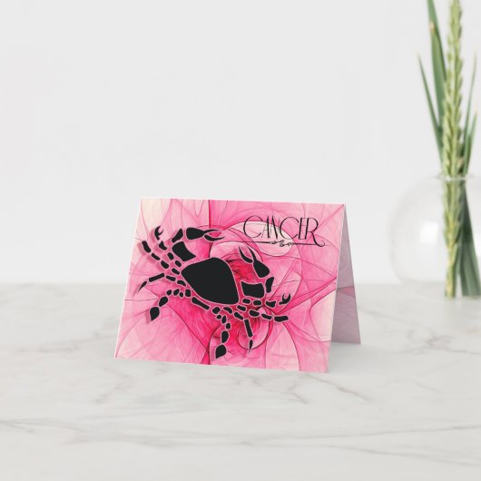 女性がん〔占星術の〕十二宮図ピンク空白の カード (正面)