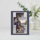 女性がカルバリーに3つの十字を見る ポストカード (スタンド正面)