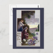 女性がカルバリーに3つの十字を見る ポストカード (正面/裏面)