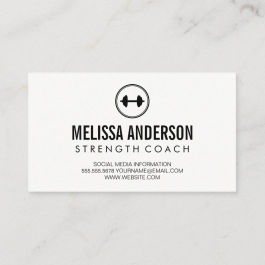 女性がケトルベルの重さを持ち上げる | フィットネス 名刺 (裏面)