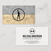 女性がケトルベルの重さを持ち上げる | フィットネス 名刺 (正面/裏面)