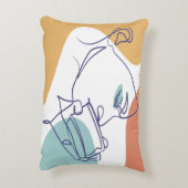 女性がコーヒーを飲むラインアートスケッチのポスター アクセントクッション (裏面(縦))