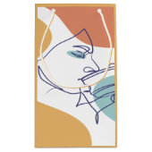 女性がコーヒーを飲むラインアートスケッチのポスター スモールペーパーバッグ (裏面)