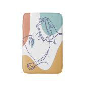 女性がコーヒーを飲むラインアートスケッチのポスター バスマット (正面縦)