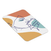 女性がコーヒーを飲むラインアートスケッチのポスター マグネット (右側)