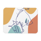 女性がコーヒーを飲むラインアートスケッチのポスター マグネット (横)