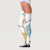 女性がコーヒーを飲むラインアートスケッチのポスター レギンス (左)