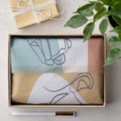 女性がコーヒーを飲むラインアートスケッチのポスター 薄葉紙 (ギフト)