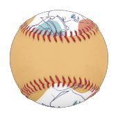 女性がコーヒーを飲むラインアートスケッチのポスター 野球ボール (裏面)