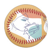 女性がコーヒーを飲むラインアートスケッチのポスター 野球ボール (正面左)