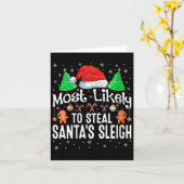 女性がサンタのそりを盗む可能性が最も高いクリスマス カード (黄色い花)