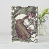 女性がシロツメクサを選ぶ シロツメクサ 招待状 (スタンド正面)