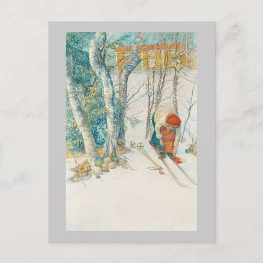 女性がスキーを履く – Skidloperskan ポストカード (正面)