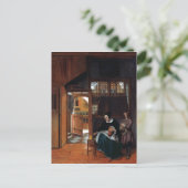 女性がパンとバターを作るピーターデフック ポストカード (スタンド正面)