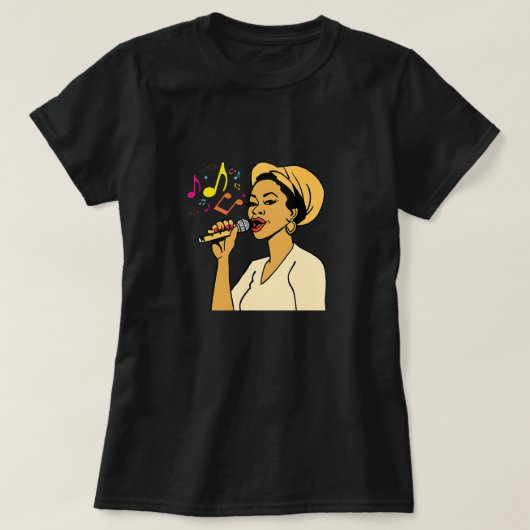 女性がヒットを歌う Tシャツ (デザイン正面)