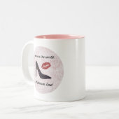 女性がピンクと紫をリードする力づくり ツートーンマグカップ (正面左)