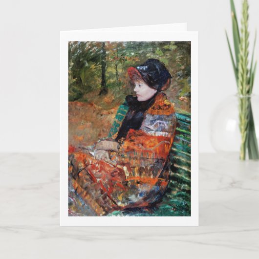 女性がベンチに座って,メアリー・カッサット カード (正面)