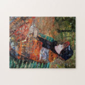 女性がベンチに座って,メアリー・カッサット ジグソーパズル (横)