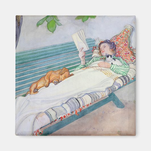 女性がベンチに横たわる， 1913 マグネット (正面)