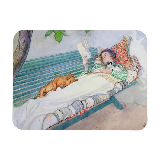 女性がベンチに横たわる, 1913 (紙上のw/c) マグネット (横)