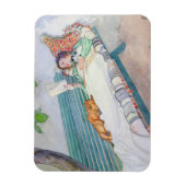 女性がベンチに横たわる, 1913 (紙上のw/c) マグネット (縦)