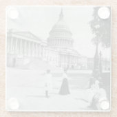 女性が付いている国会議事堂の建物の外面 ガラスコースター (裏面)