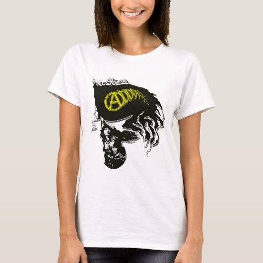 女性が付いているLiberty Anarchoの資本家によってずたずたに裂かれる旗 Tシャツ (正面)