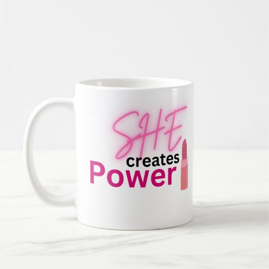 女性が力を生み出す 励ましの女性エンパワーメント コーヒーマグカップ (左)