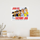 女性が勝利のために参加し、第2次世界大戦ヴィンテージプロパガンダ ポスター (キッチン)