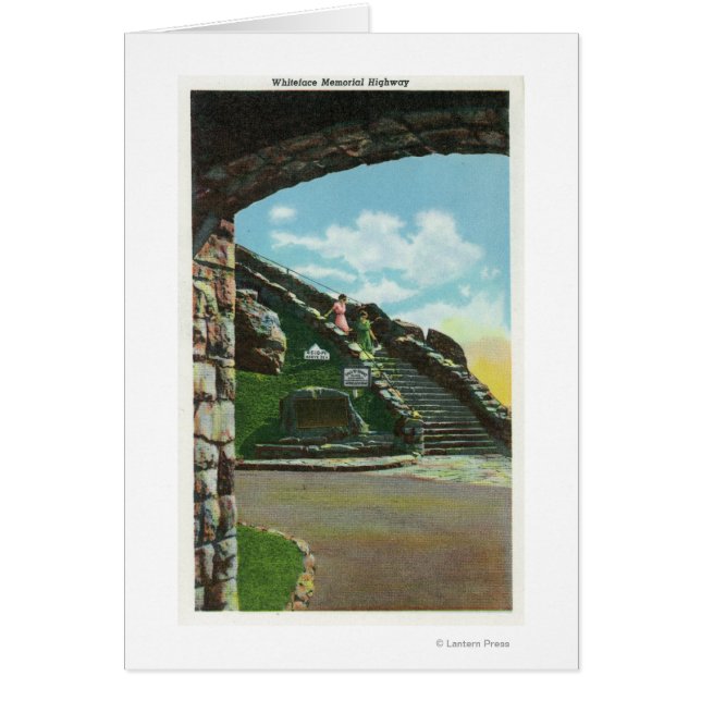 女性が山頂から階段を降りる (正面)