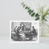 女性が工場のマネージャー、アシステと交渉する ポストカード (スタンド正面)