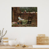 女性が庭の壁の上でチャット（ゴシップ） ポスター (キッチン)