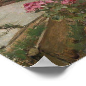 女性が庭の壁の上でチャット（ゴシップ） ポスター (角)