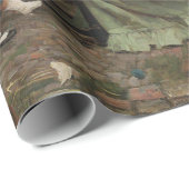 女性が庭の壁の上でチャット（ゴシップ） ラッピングペーパー (ロールコーナー)