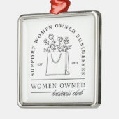 女性が所有するビジネス引用文をサポート メタルオーナメント (左)