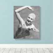 女性が手を振る キャンバスプリント (インサイチュ (ウッドフロア))