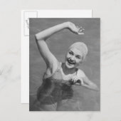 女性が手を振る ポストカード (正面/裏面)