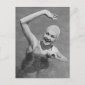 女性が手を振る ポストカード (正面)