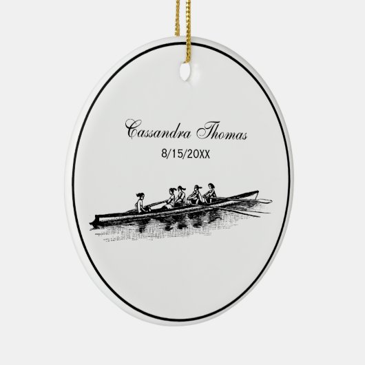 女性が手漕ぎ船の乗組員チーム水上競技 セラミックオーナメント (右)