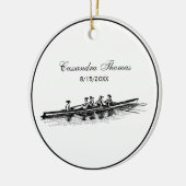 女性が手漕ぎ船の乗組員チーム水上競技 セラミックオーナメント (左)