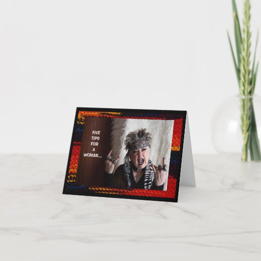 女性が折りたたんだグリーティングカードの5つのヒント カード (正面)