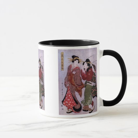 女性が散歩に出かけるマグカップとスタイン マグカップ (右)