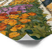 女性が沿岸の村フランスのを歩く ポスター (角)