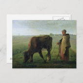 女性が牛を放牧， 1858 ポストカード (正面/裏面)
