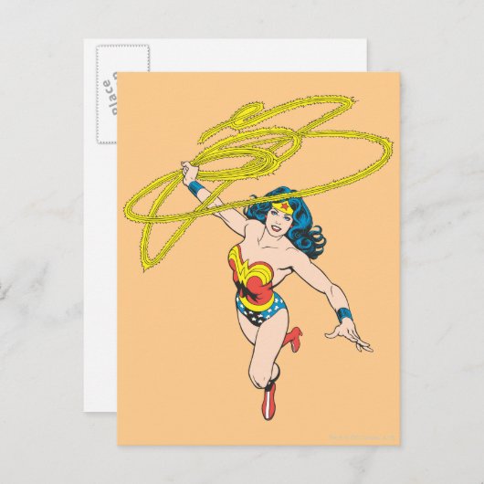 女性が疑問に思投げ縄を2つ持つ ポストカード (正面/裏面)