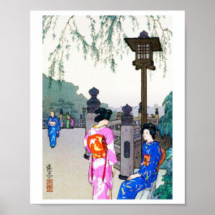 女性が着物を着た風景、吉田博 ポスター